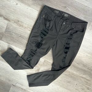 Torrid Black Skinny straight leg Jeans with Distressed Design size 14 velvet